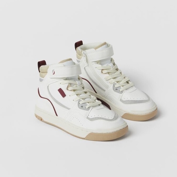 CHUNKY HIGH-TOP SNEAKERS - Off White | ZARA United States NWT. Zara White High-Top Sneakers with Detailing. Size 13.5/EU 31.